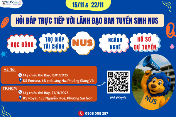 Gặp gỡ trực tiếp lãnh đạo Ban tuyển sinh NUS, giải đáp học bổng và trợ giúp tài chính bậc cử nhân 2026