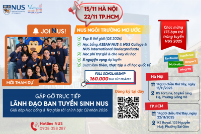 NUS mở đơn dự tuyển học bổng và trợ giúp tài chính bậc cử nhân từ 3/12 đến 23/2/2026