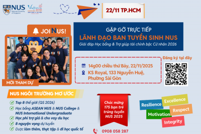 22/11 tại TP.HCM gặp Lãnh đạo NUS hỏi đáp học bổng cử nhân 2026